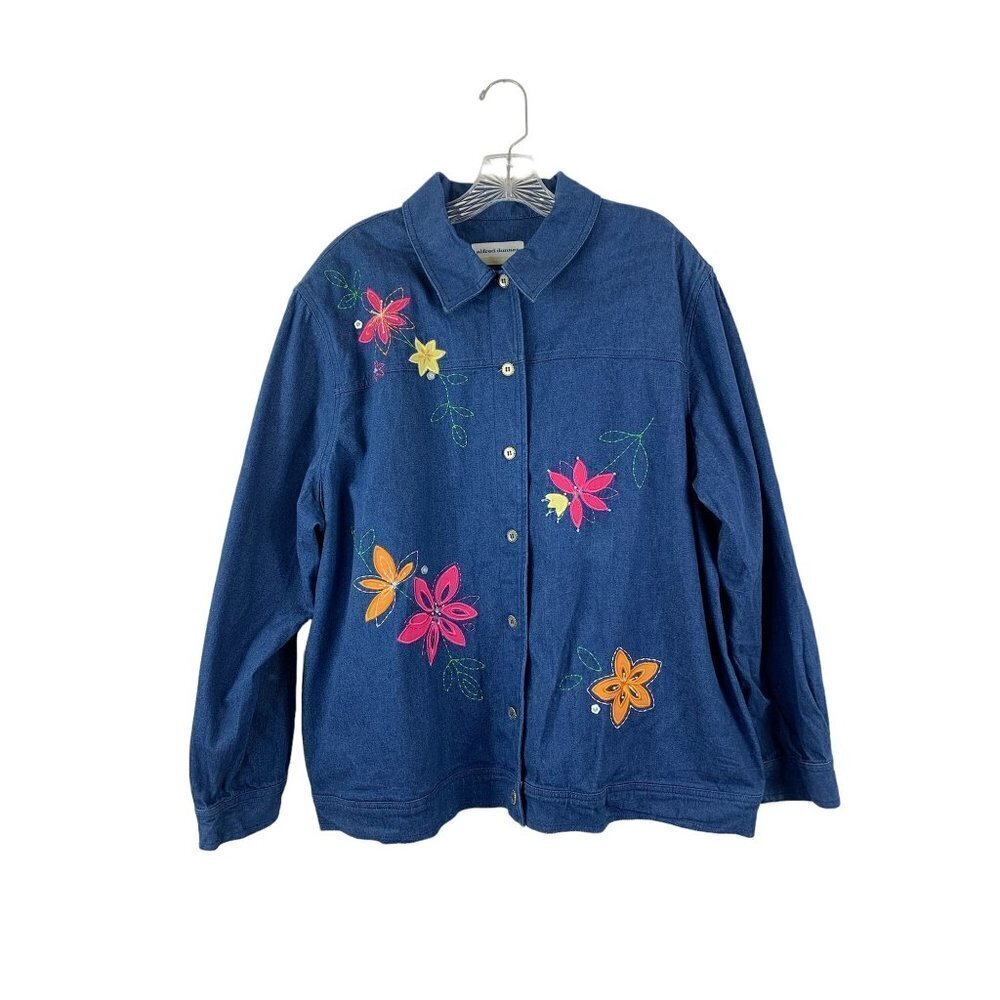 Alfred Dunner Women's Floral Denim Jacket